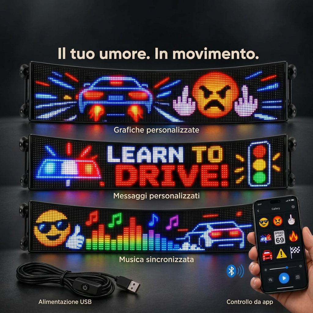 Display LED AngryLeds con messaggi personalizzati